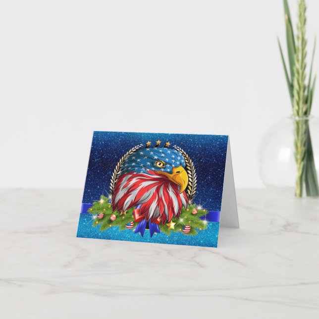 Carte Patriotique Noël American Eagle Note (Devant)