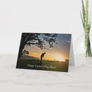 Carte Patron Joyeuse Fête des Pères avec golfeur sur ter