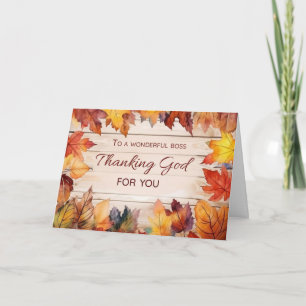 Carte Patron Thanksgiving Thaning Dieu Feuilles d'automn