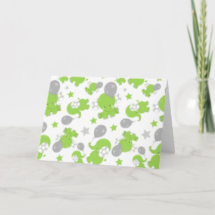 Carte Pattern of Green Elephants, Cute Elephants, stars