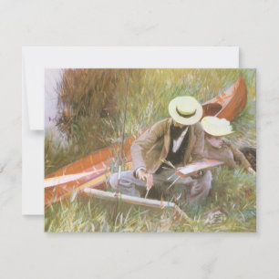 Carte Paul Helleu esquissant avec sa femme par JS Sargen