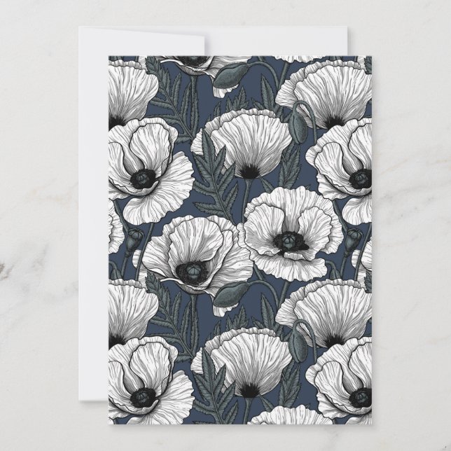 Carte Pavot blanc sur la marine (Devant)