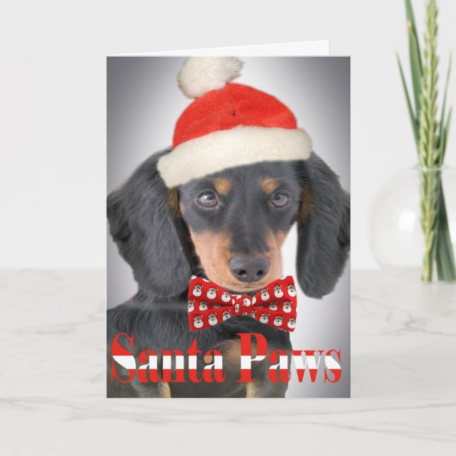 Carte Paw de Noël Dachshund (Devant)