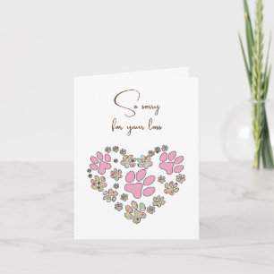 Carte Pawprint cœur pour condoléances perte d'animal de 