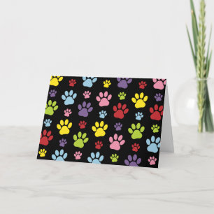 Carte Paws Colorés, Motif Paw, Empreintes de pattes, Paw