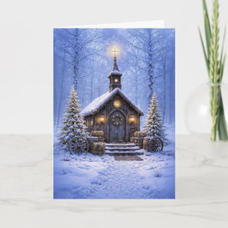 Carte Pays de Noël Country Western Église Rustique Neige