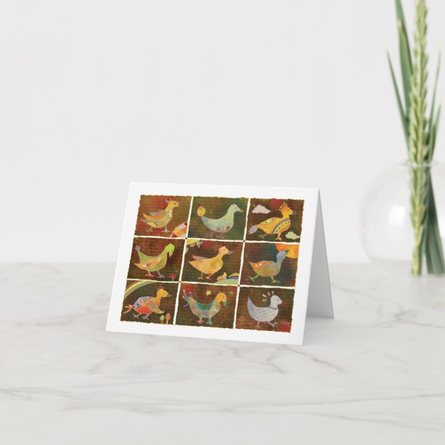 Carte Pays des Oiseaux Whimsiques Anniversaire (Devant)