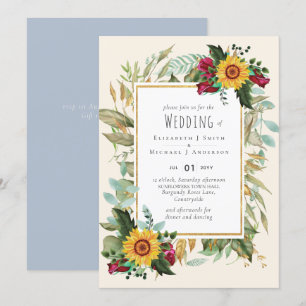 Carte Pays Tournesols Rustiques Bourgogne Mariage Rose