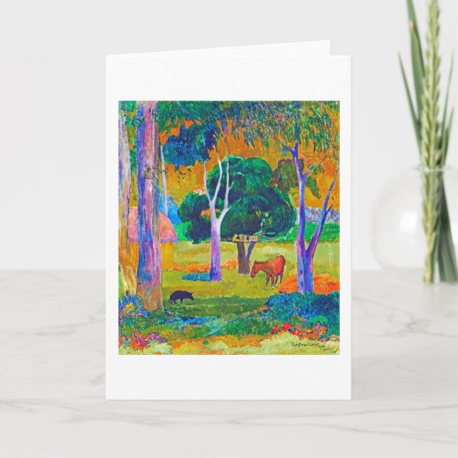Carte Paysage avec cochon et cheval, Gauguin (Devant)