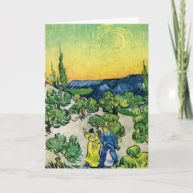 Carte Paysage avec couple Marche par Vincent van Gogh (Devant)