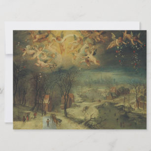 Carte Paysage d'hiver avec des villageois ramassant du b