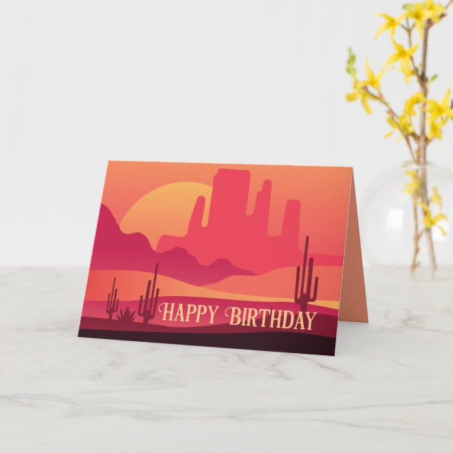 Carte Paysage du désert de l'Ouest, fête d'anniversaire (Fleur jaune)