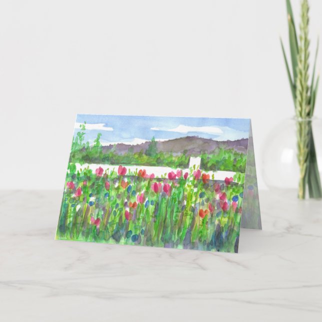 Carte Paysage Fleur sauvage aquarelle Joyeux anniversair (Devant)