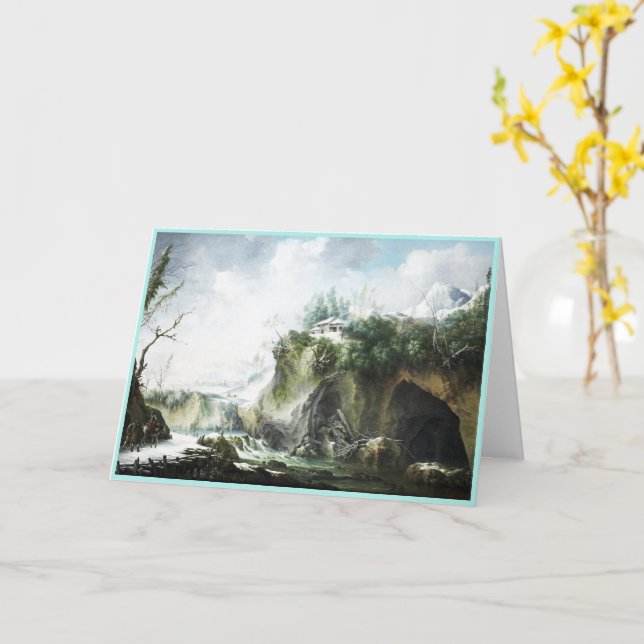 Carte Paysage fluvial en hiver, Francesco Foschi (Fleur jaune)