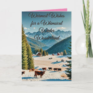 Carte paysage hivernal magnifique avec des collines enne