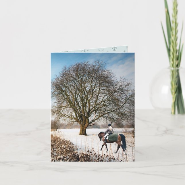 Carte Paysage hivernal Randonnée à cheval Noël (Devant)