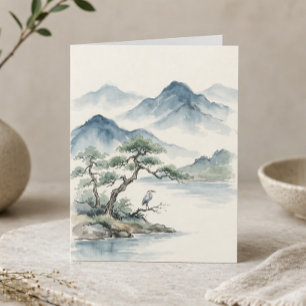 Carte Paysage minimaliste à l'aquarelle de nature paisib