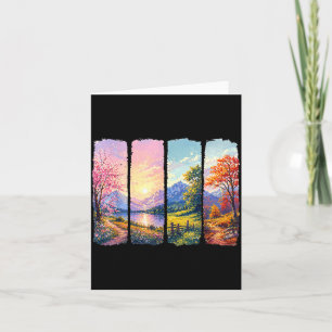 Carte Paysage quatre saisons coloré nature montagne
