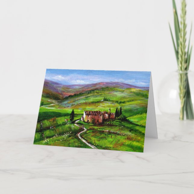 CARTE PAYSAGE TOSCANE AUX COLLINES VERTES (Devant)