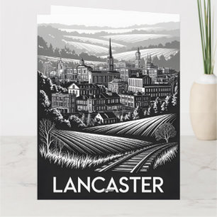Carte Paysage urbain de Lancaster Pennsylvanie Gravure s
