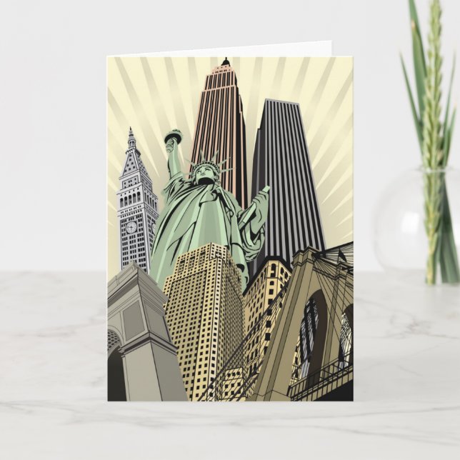 Carte Paysage urbain stylisé superbe NYC (Devant)