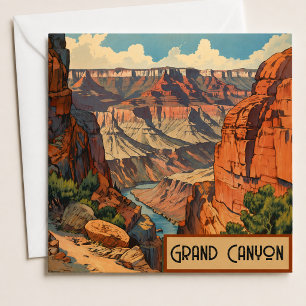 Carte Paysage vintage du Grand Canyon dans le Sud-Ouest