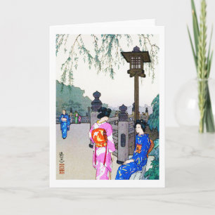 Carte Paysages avec femmes dans un Kimono, Hiroshi Yoshi