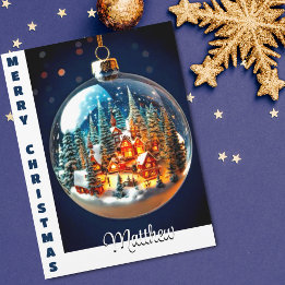 Carte Paysages de Noël spectaculaires dans un bauble tra