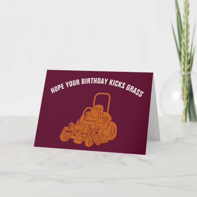 Carte Paysagistes Funny Lawn Mower anniversaire (Devant)