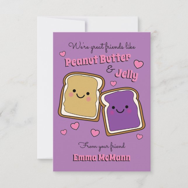Carte PBJ Valentine Beurre d'arachide Jelly (Devant)