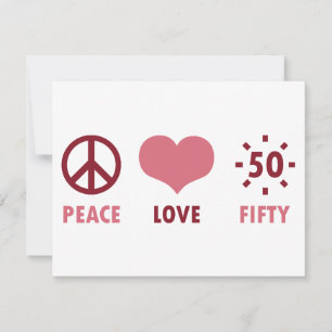 Carte Peace Love 50th Birthday Gifts