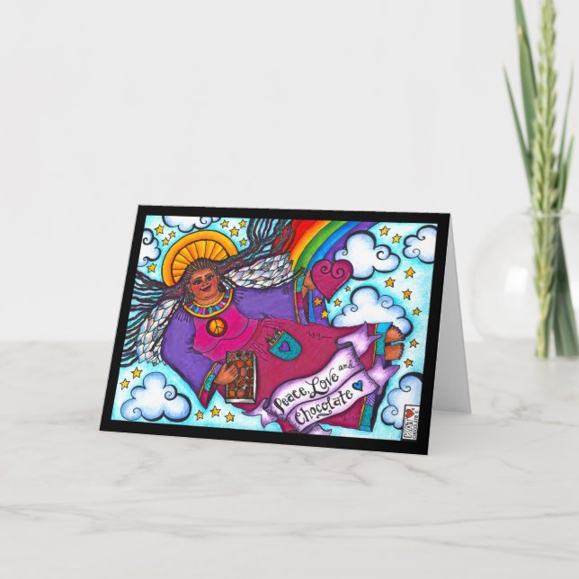 Carte Peace Love and Chocolate Black Angel Card (Devant)