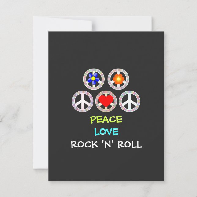 Carte Peace, Love and Rock 'n' Roll, (Devant)