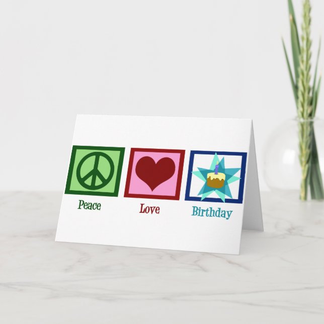 Carte Peace Love Anniversaire (Devant)