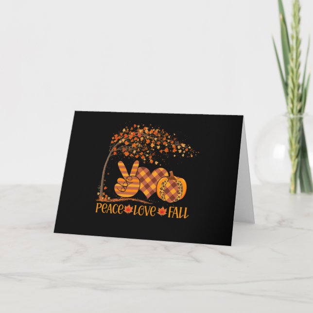 Carte Peace Love Automne Citrouille Autum Happy Fall (Devant)