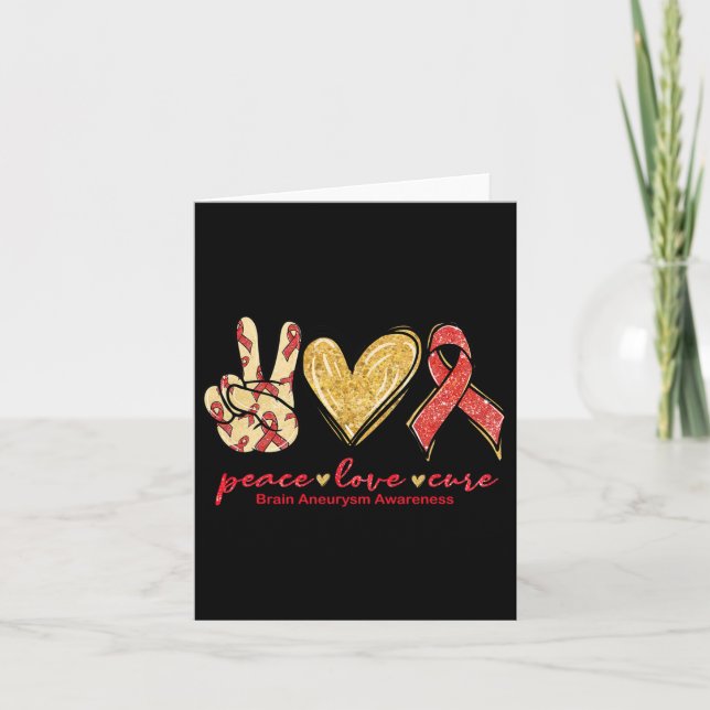 Carte Peace Love Cure Burgundy Ribbon Cerveau Aneurysm A (Devant)
