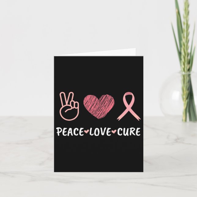 Carte Peace Love Cure Cancer du sein Sensibilisation Fem (Devant)
