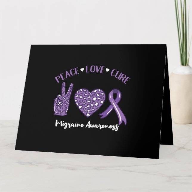 Carte Peace Love Cure Migraine Awareness Ruban (Devant)