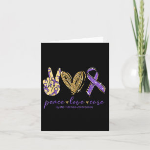 Carte Peace Love Cure Purple Ribbon Cystic Fibrosis