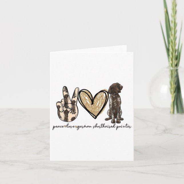 Carte Peace Love Gsp Allemand Pointer Pointer Dog Log (Devant)