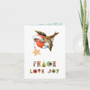 Carte Peace Love Joy Robin