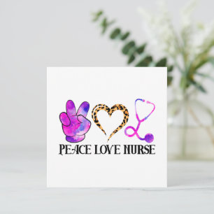 Carte Peace Love Nurse - Cute Nurse Design