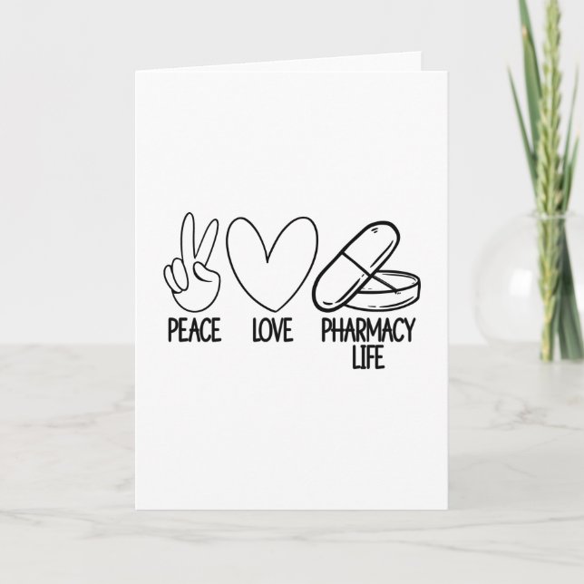 Carte Peace Love Pharmacy Life Tech Pharmacist Medicine (Devant)