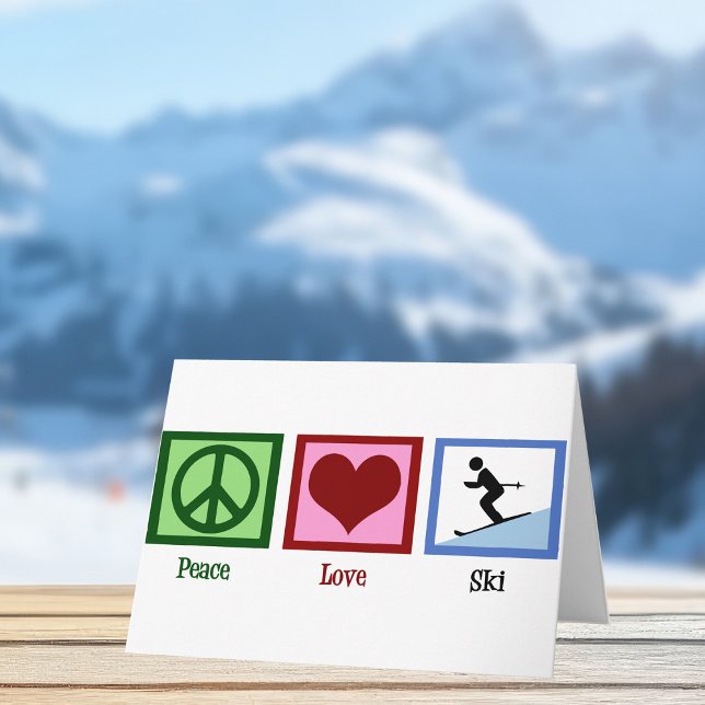 Carte Peace Love Skiing Vacances Ski Lodge (Créateur téléchargé)