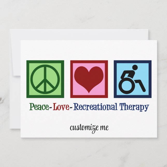 Carte Peace Love Thérapie récréative Personnalisée (Devant)