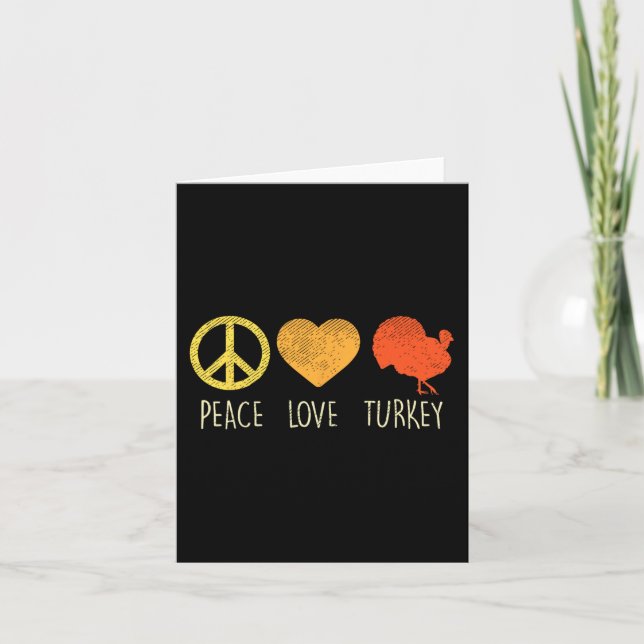 Carte Peace Love Turkey Fun Thanksgiving Day Hippie Hipp (Devant)