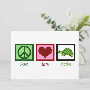 Carte Peace Love Turtles mignonne Turtle Card