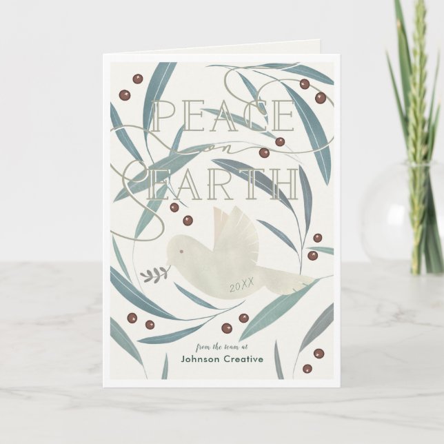 Carte Peace on Earth Dove Cream Corporate Holiday (Devant)