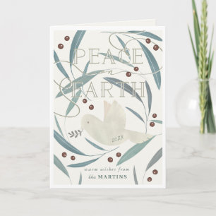 Carte Peace on Earth Dove Cream Photo Noël