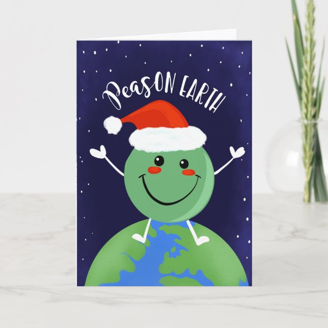 Carte peace on the Earth noël pea art drôle jeu de mots (Devant)